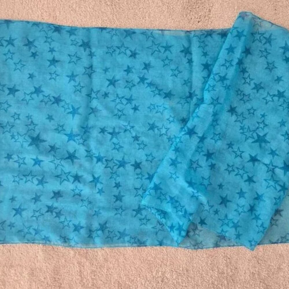 Sheer blue star pattern scarf